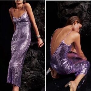 Galvan London Purple Sequin Dress